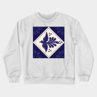 Blue Talavera Tile, Flying Dove by Akbaly Crewneck Sweatshirt